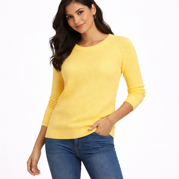 Talbots Sweaters - Talbots Yellow Petite Crew Neck Sweater SP